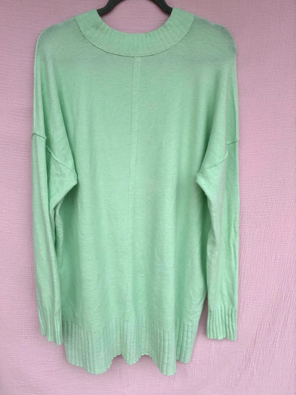 Free People Phoebe Mint Green Oversized Tunic Sweater Wool Blend Large - Picture 2 of 6